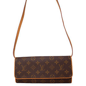 Louis Vuitton Monogram Leather Brown Pochette Twin Shoulder Bag
